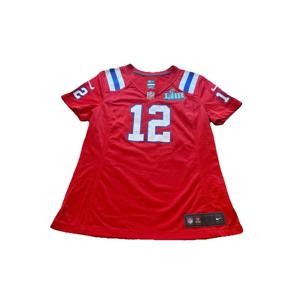 Women NIKE On Field NEW ENGLAND PATRIOTS Jersey BRADY W/ Superbowl 53 Patch SZ M